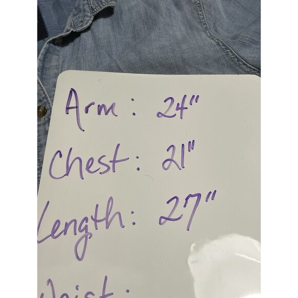 American Eagle Boyfriend Fit Button Up Super Soft Denim Altered Shirt Size Lg - Picture 3 of 8